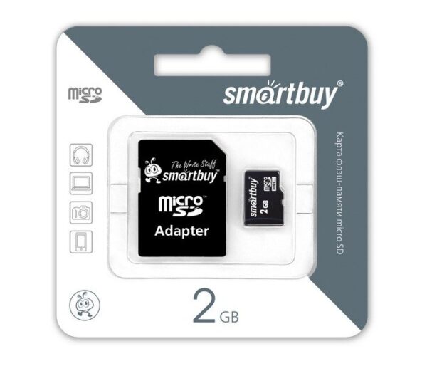 Карта памяти MicroSD SmartBuy 2GB + SD, SB2GBSD-01 1