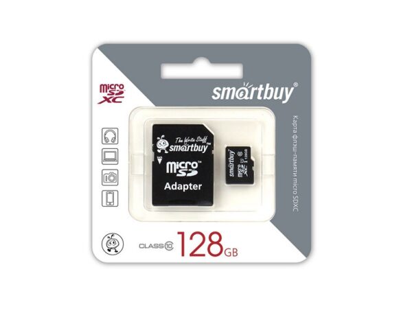 Карта памяти MicroSDXC SmartBuy 128GB cl10 UHS-I + SD, SB128GBSDCL10-01 1