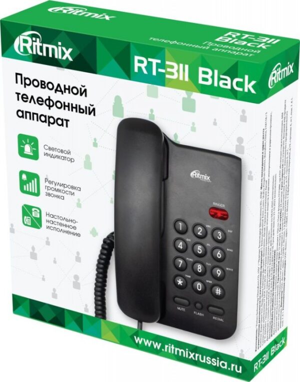 Телефон проводной Ritmix RT-311 черный 4