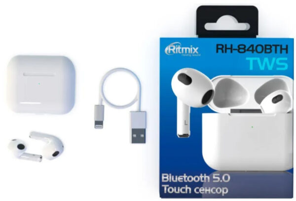 Гарнитура Bluetooth Ritmix RH-840BTH TWS белая 2