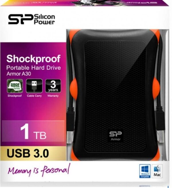 Жесткий диск HDD Silicon Power 1Tb 2.5'' A30 Armor USB 3.2 черный 3