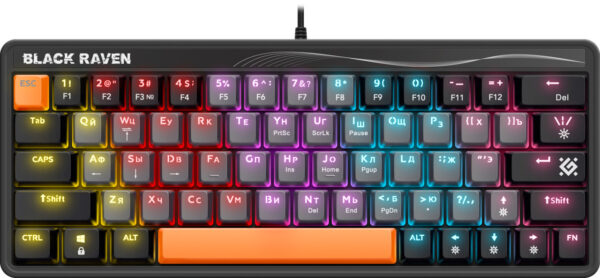 Клавиатура Defender Black Raven GK-417 механическая, 63кн., RGB, USB сер45413 1