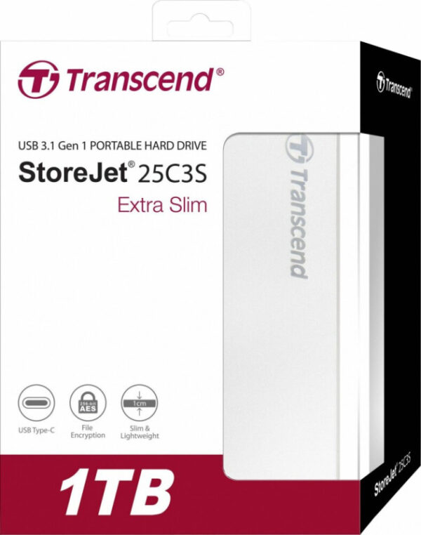 Жесткий диск HDD Transcend 1Тb 2.5'' USB 3.1 C3S серебро (USB/Type-C) 4