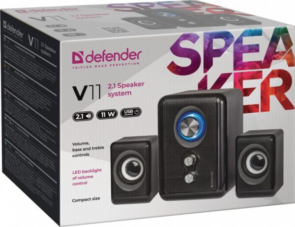 Колонки Defender 2.1 V11, 11Вт, USB, черные 65111 3