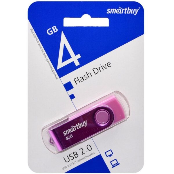 Флэш-диск SmartBuy 4GB USB 2.0 Twist розовый 1