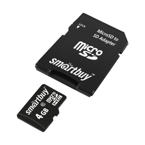 Карта памяти microSDHC SmartBuy 4Gb Class 10 с адаптером 2