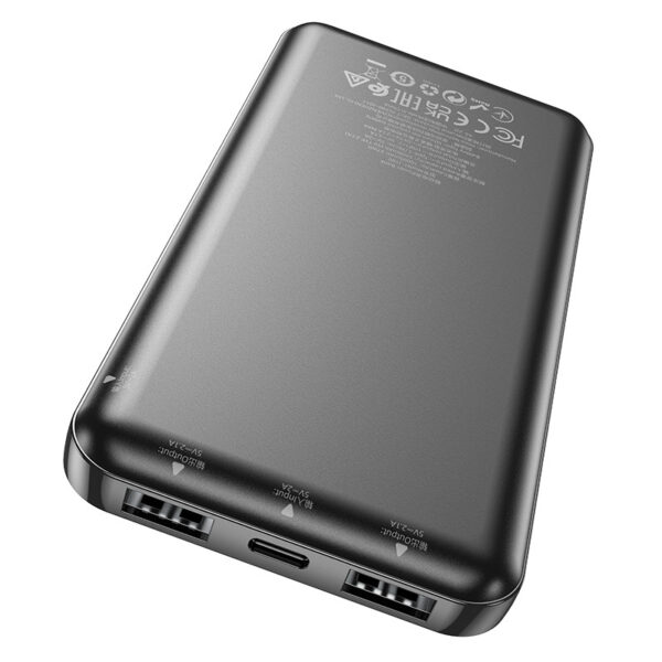 Внешний аккумулятор 10000mAh Hoco J100 (in - T,M/out - 2U) черный 2