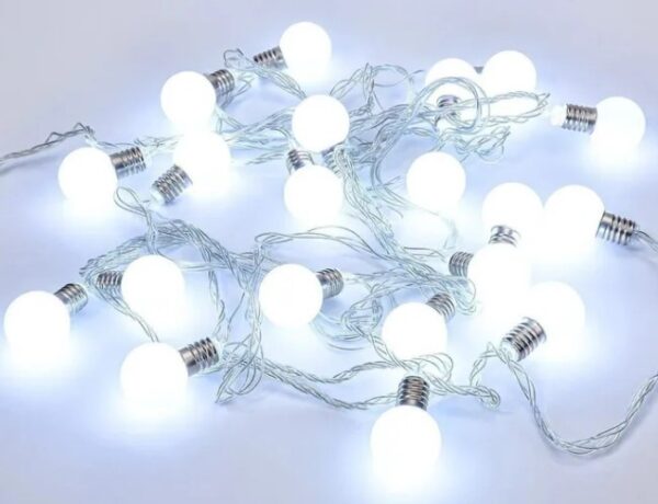 Гирлянда "Нить. Шарики матовые" 20LED, белая, 4,8м, прозр.шнур 1