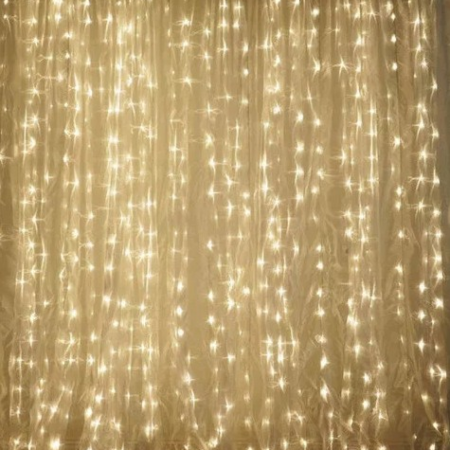 Штора 240LED тепл.белая, 2х2м прозр. шнур, 8 реж.