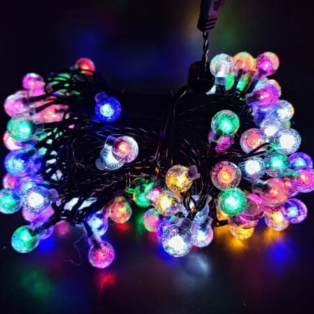 Уличная гирлянда "Шарики прозрачные" 100LED, 8м, разноцв, чер.шнур