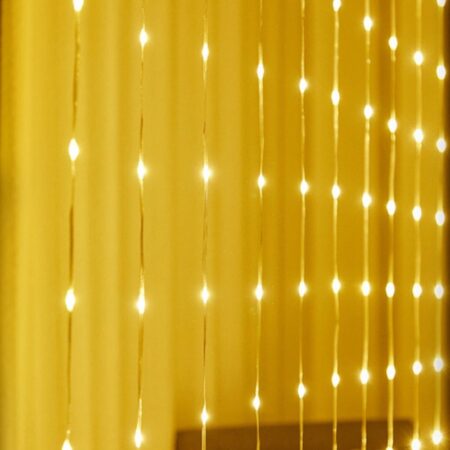 Штора 280LED "Дождь" тепл.белый, минидиоды в силиконе 3х3м, 8 реж
