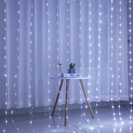 Штора 280LED "Дождь" белая, минидиоды в силиконе 3х3м, 8 реж