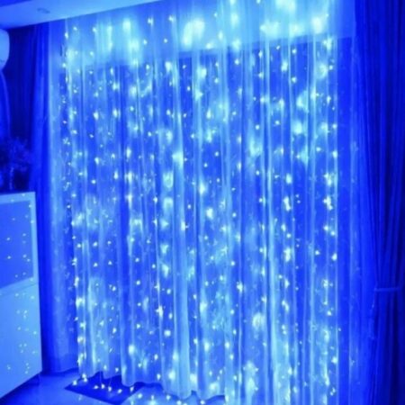 Штора 280LED "Дождь" синяя, минидиоды в силиконе 3х3м, 8 реж