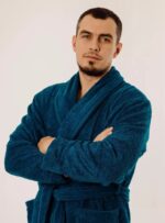 Халат махровый Темно-синий, размер: 42, с шалевым воротником — изображение 2