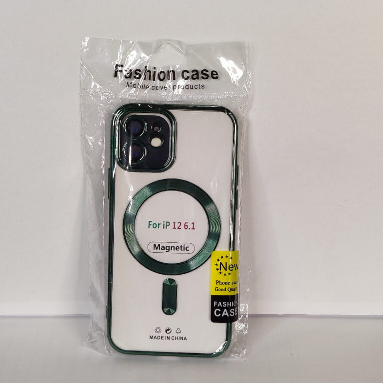 Чехол для iPhone 12 Magsafe прозрачный с защитой камеры, зеленый