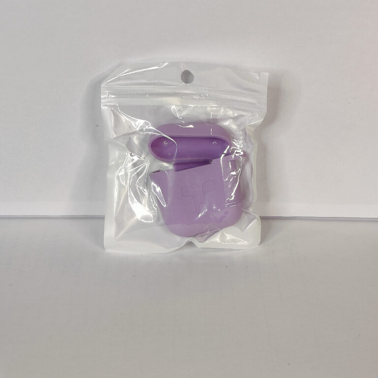 Чехол для Airpods 1/2 Silicone case, с карабином, светло-фиолетовый