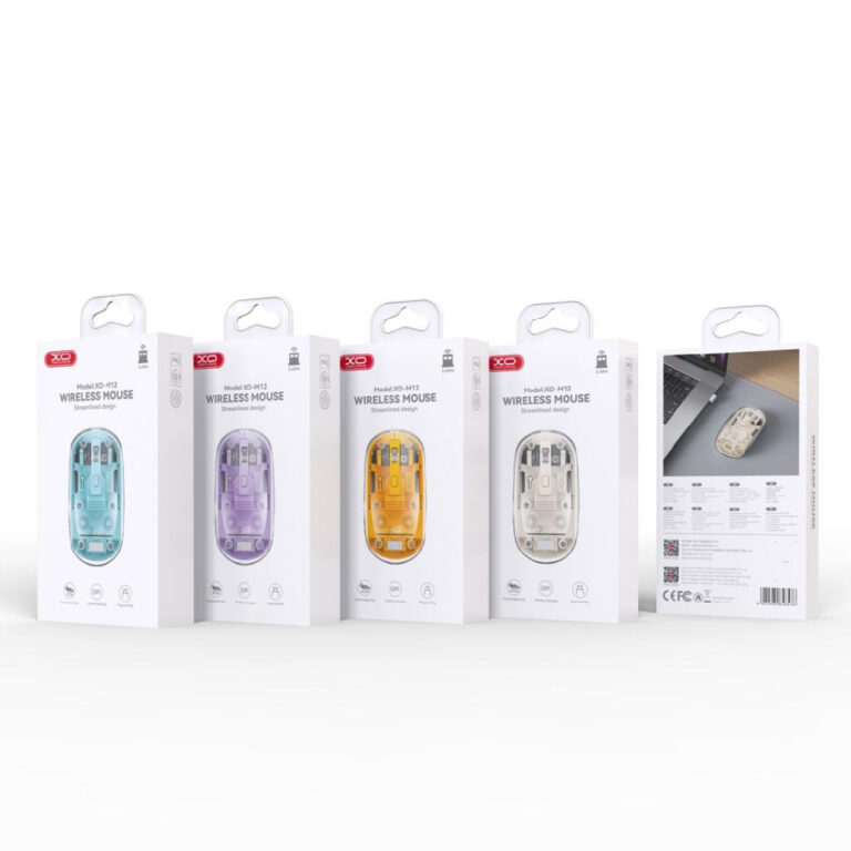 Мышь XO M12 беспроводная, 4 кн, USB+Bluetooth, прозрачный белый