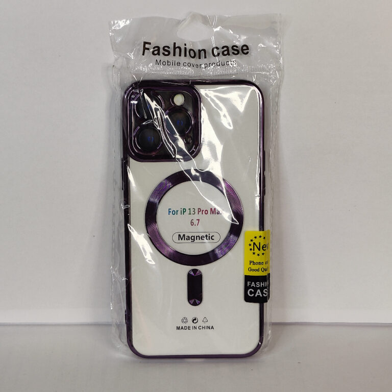 Чехол для iPhone 13 Pro Max Magsafe прозрачный с защитой камеры, фиолетовый
