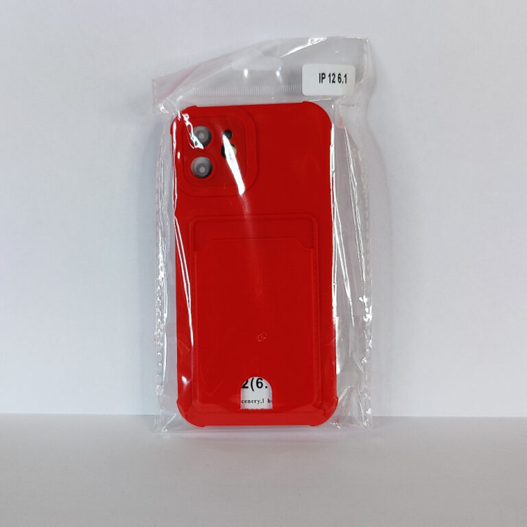 Чехол для iPhone 12 с отделением для карт Card Case красный