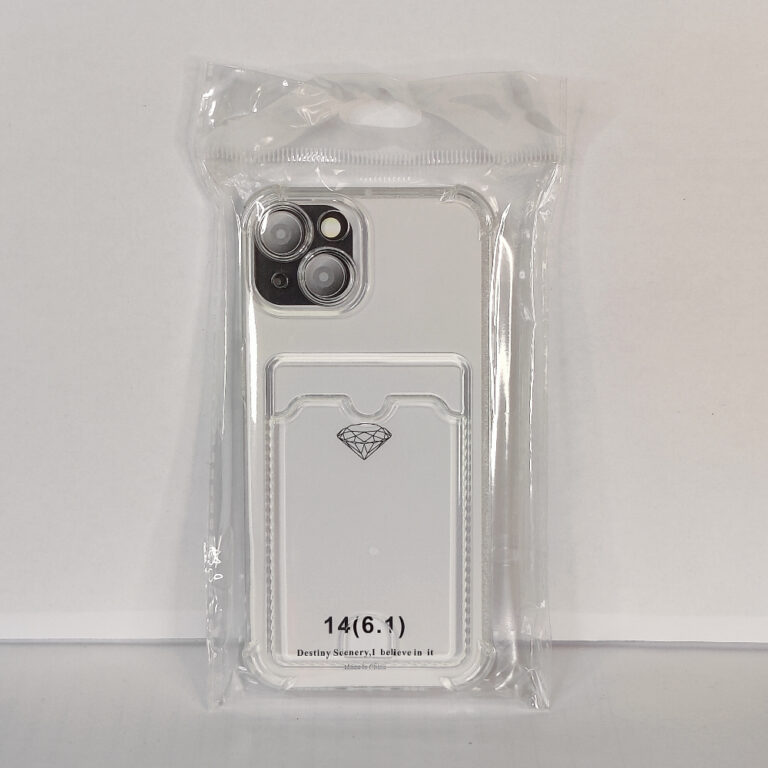 Чехол для iPhone 14 с отделением для карт Card Case прозрачный