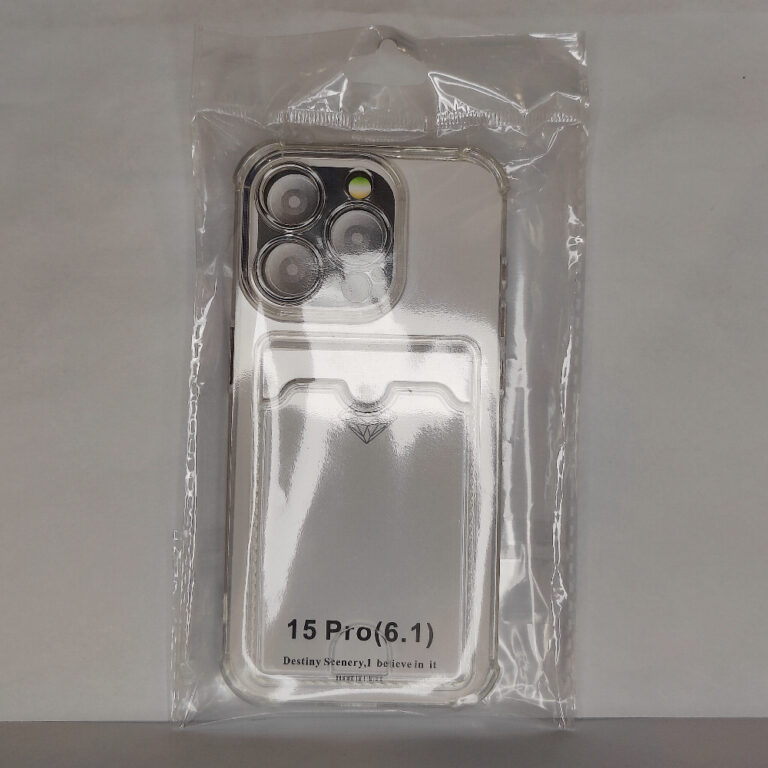 Чехол для iPhone 15 Pro с отделением для карт Card Case прозрачный