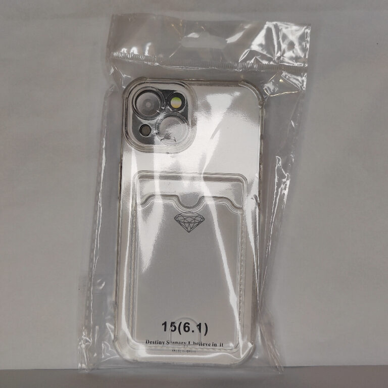 Чехол для iPhone 15 с отделением для карт Card Case прозрачный