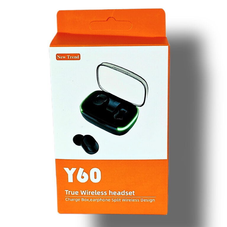 Наушники Bluetooth Y60, в кейсе для зарядки, сенсорные, цвет черный