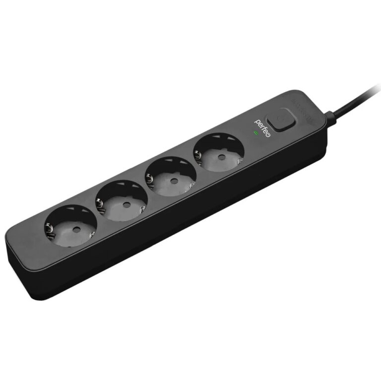 Сетевой фильтр Perfeo "POWER STREAM", 2500W,  5,0м, 4 розетки, черный